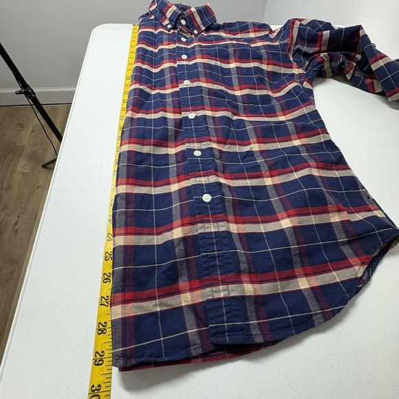 J Crew Mens Slim Fit Oxford Shirt Size L Navy Red Plaid Long Sleeve Button Down - Picture 8 of 9